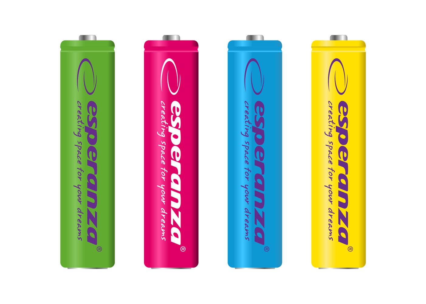 Polnilne baterije Esperanza Ni-MH AAA 1000 mAh, mešane barve, 4 kosi