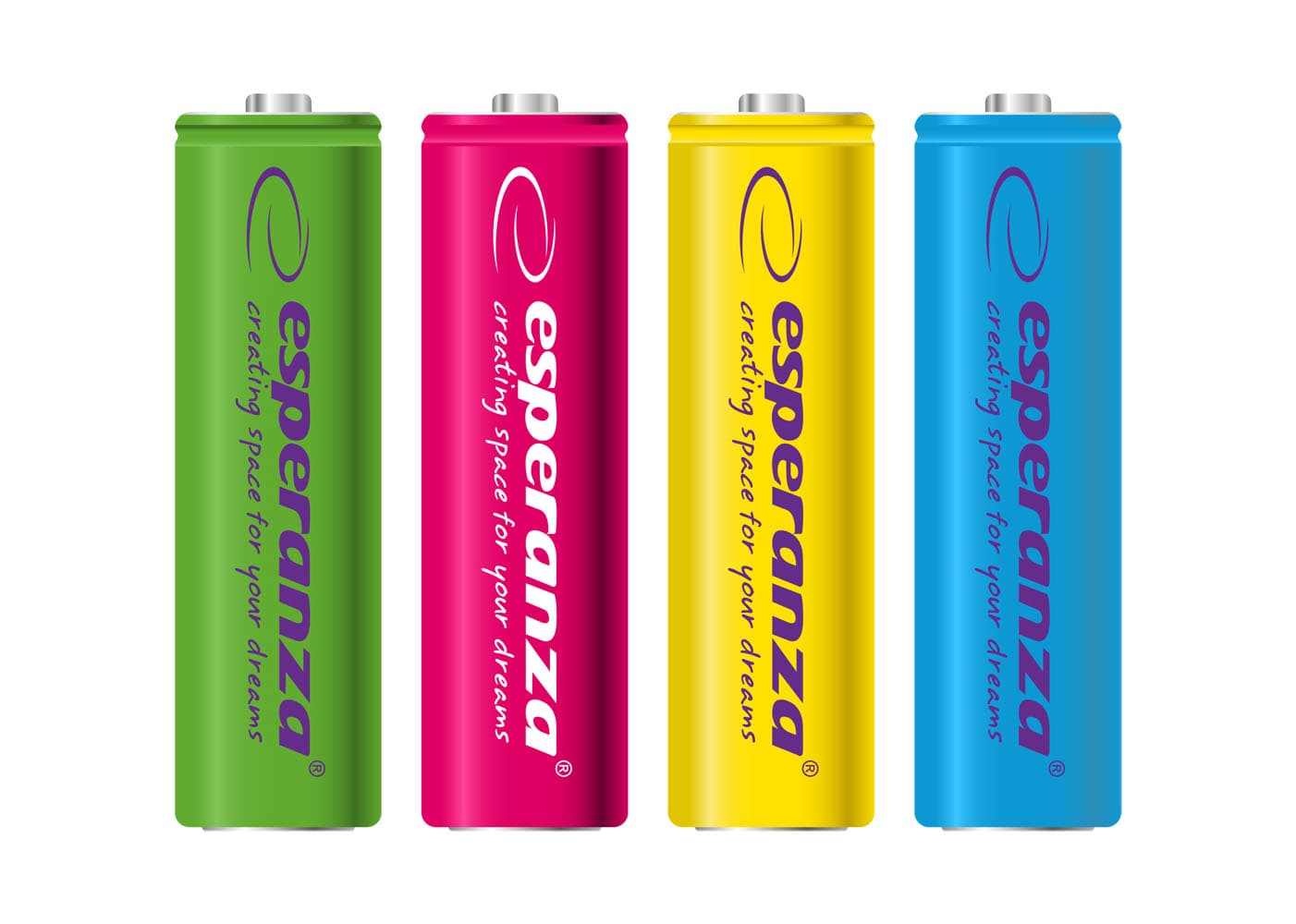 Polnilne baterije Esperanza Ni-MH AA 2000 mAh, mešane barve, 4 kosi