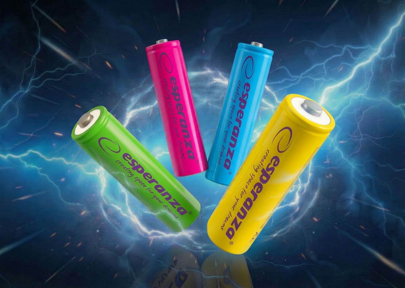 Polnilne baterije Esperanza Ni-MH AA 2000 mAh, mešane barve, 4 kosi 4