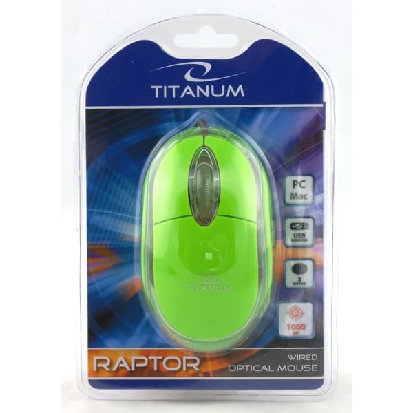 Titanum TM102G žična optična miška USB Raptor, zelena 2