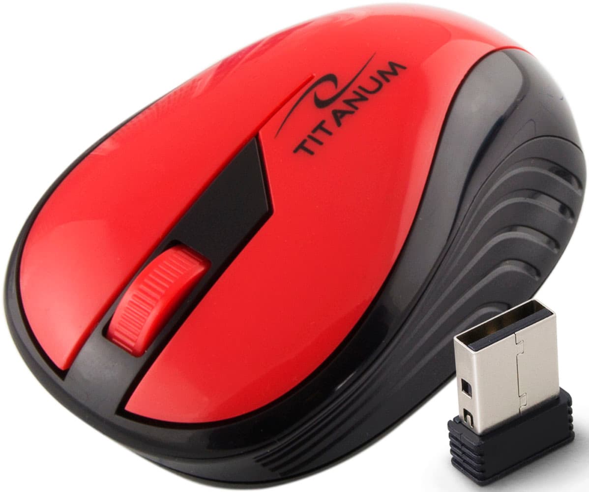 Titanum TM114R brezžična miška 2.4GHz optična USB Rainbow, rdeča