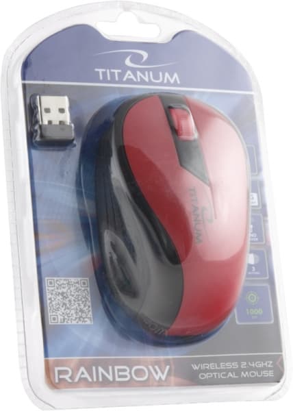 Titanum TM114R brezžična miška 2.4GHz optična USB Rainbow, rdeča 2