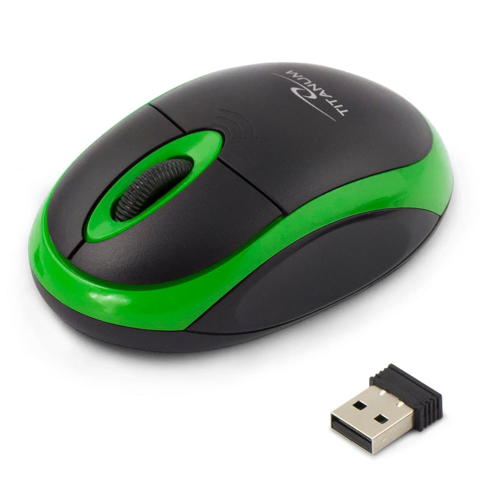 Titanum TM116G brezžična miška 2.4GHz optična USB Vulture, črno-zelena