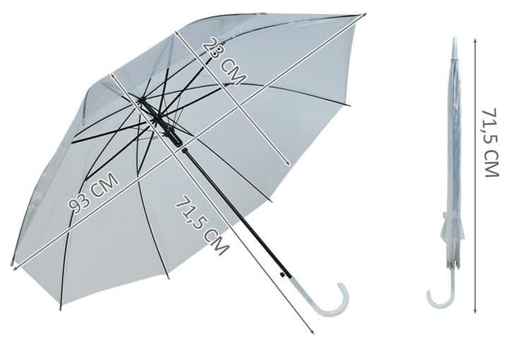 MALATEC prozoren bel dežnik z belim okvirjem, 93 cm 5