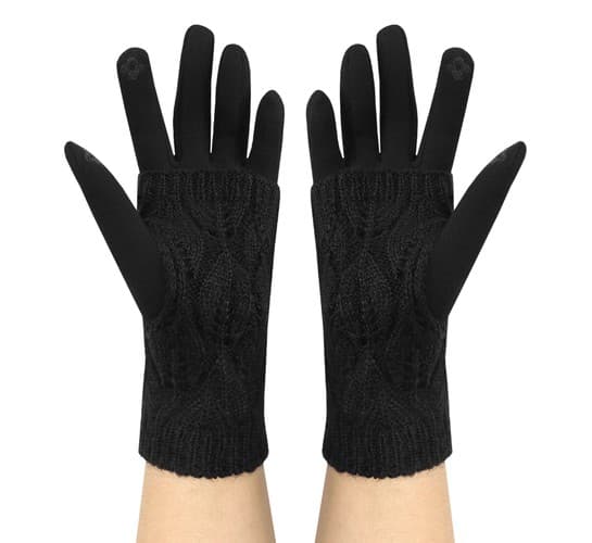 TRIZAND usnjene rokavice z zaslonom na dotik R6413, črne