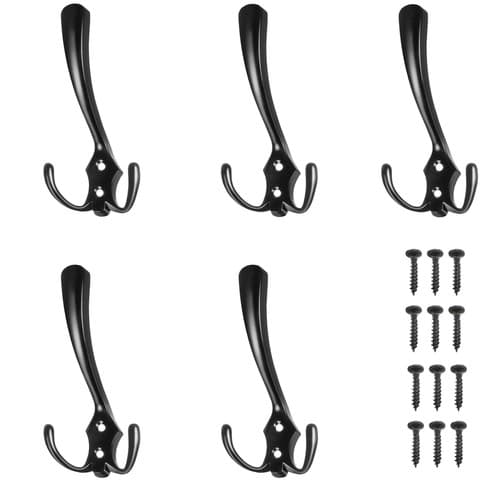 Črni stenski obešalniki v stilu loft - set 5 kosov