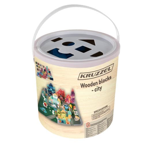 KRUZZEL Set lesenih kock - mesto, 100 kosov 2