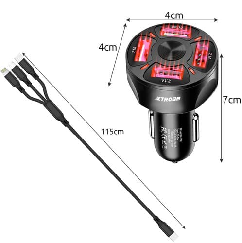 Avtomobilski polnilnik 4x USB + kabel XTROBB 7