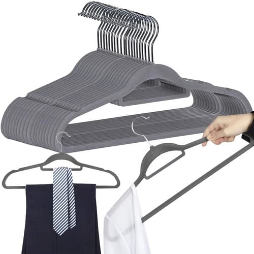 RUHHY 20x Velur obešalniki, sivi