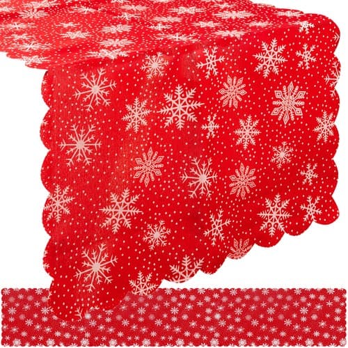 Božični pogrinjek Ruhhy 220x35 cm, rdeč s snežinkami
