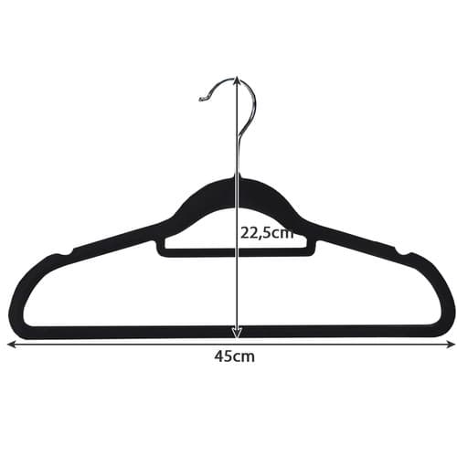 20x Welurnih obešalnikov za oblačila RUHHY 22536, črni, 45 cm 4