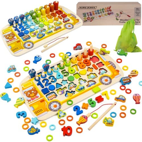 KRUZZEL lesena sestavljanka "Sorter 6v1"