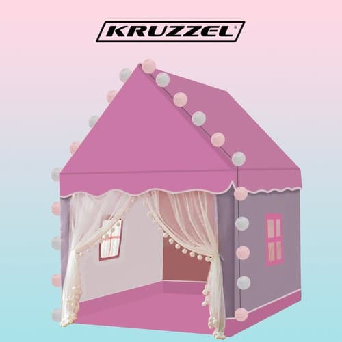 KRUZZEL šotor za otroke z LED lučkami, roza 2