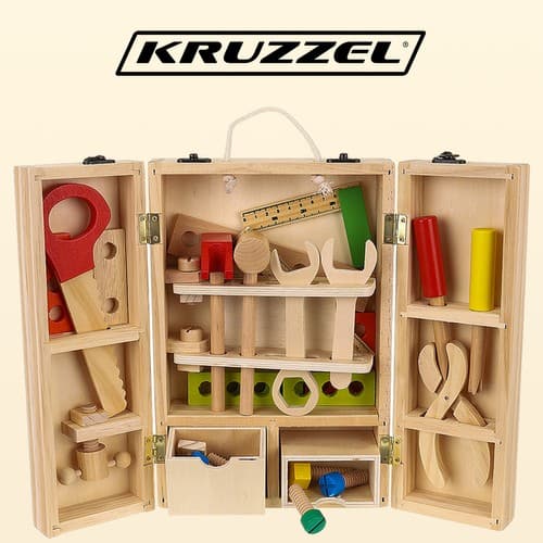 Lesena delavnica s 15 orodji KRUZZEL 22697 2