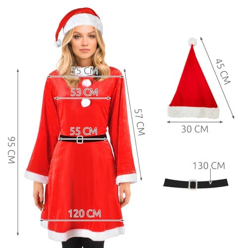 Kostum Božičkove pomočnice MALATEC 22702 - obleka, kapa, pas 4