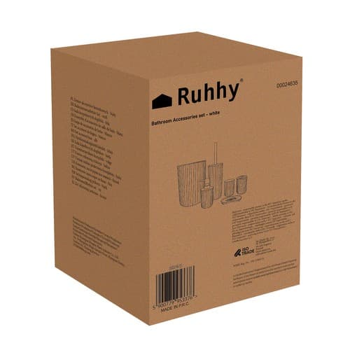 RUHHY Kopalniški set 6 kosov, beli - bambus 3