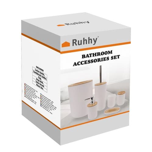 RUHHY Kopalniški set 6 kosov, beli - bambus 2