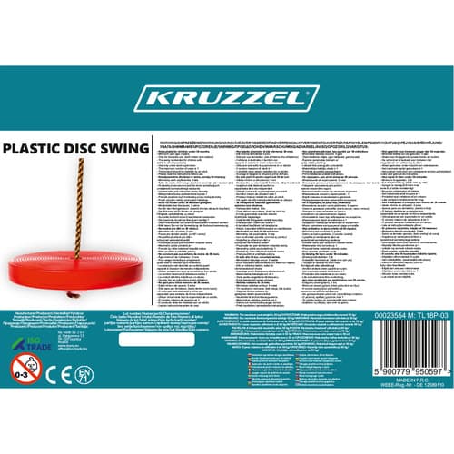 KRUZZEL Okrogla vrtna plastična otroška huśtawka, 23554 3