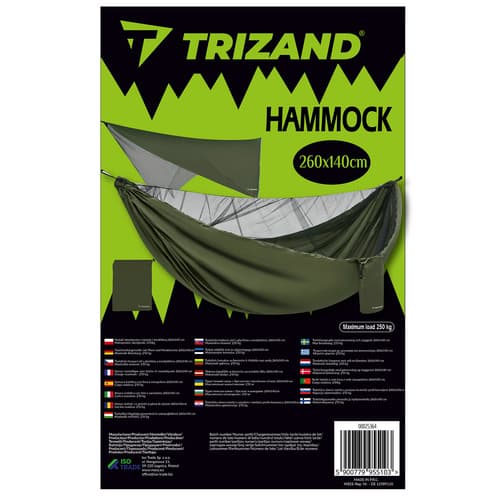 TRIZAND Vzdržljiv popotniški/survival hamak z nadstreškom in mrežo proti komarjem, 260x140 cm, do 250kg 2