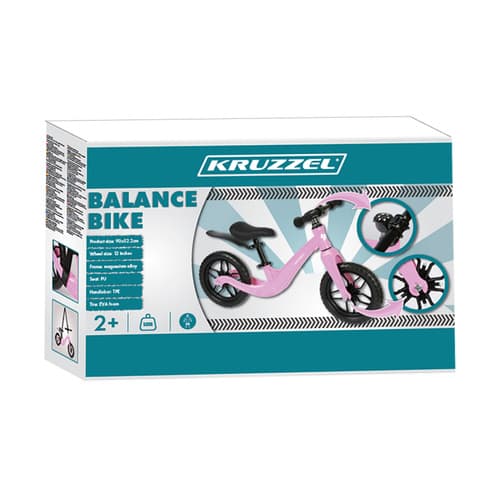 KRUZZEL Balančni kolo za otroke, roza, 12" kolesa 2