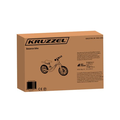 KRUZZEL Balančni kolo za otroke, roza, 12" kolesa 4