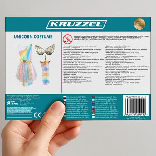 Kostum samoroga 3-delni 130-140cm KRUZZEL 26677 2