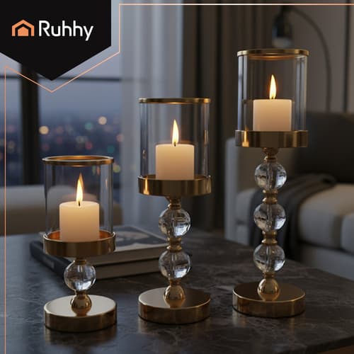 Svečnik – lampion RUHHY 26487, set 3 kos., zlat 3