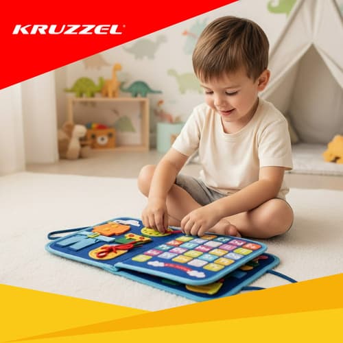 KRUZZEL Senzorična knjižica "Enorogec", modra 7