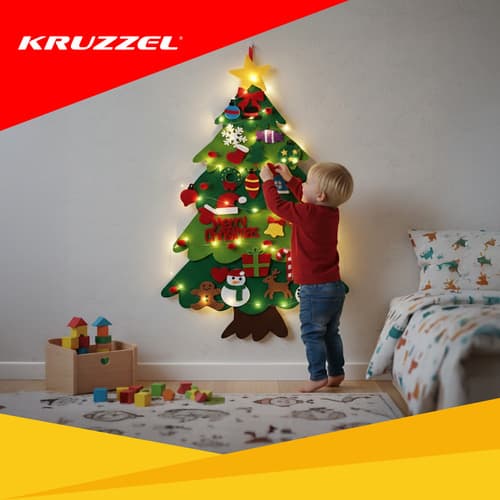 KRUZZEL Filčeva LED jelka s 26 okraski 5