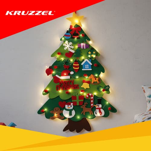 KRUZZEL Filčeva LED jelka s 26 okraski 6