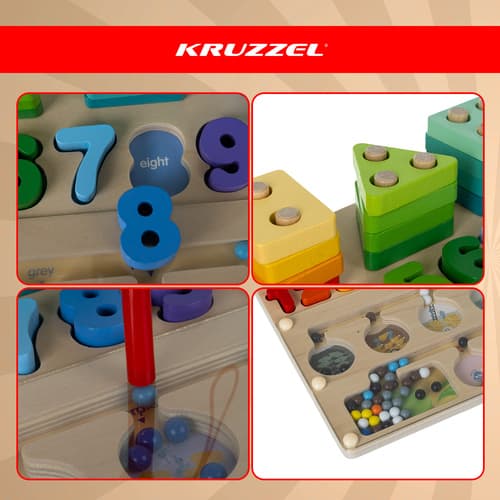 Leseni otroški sorter 3v1 Kruzzel, Montessori 4