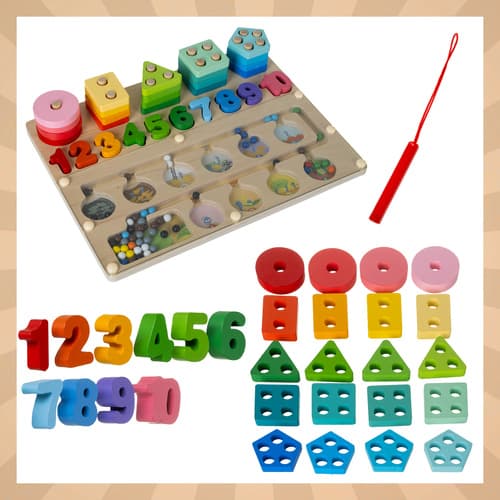Leseni otroški sorter 3v1 Kruzzel, Montessori 3