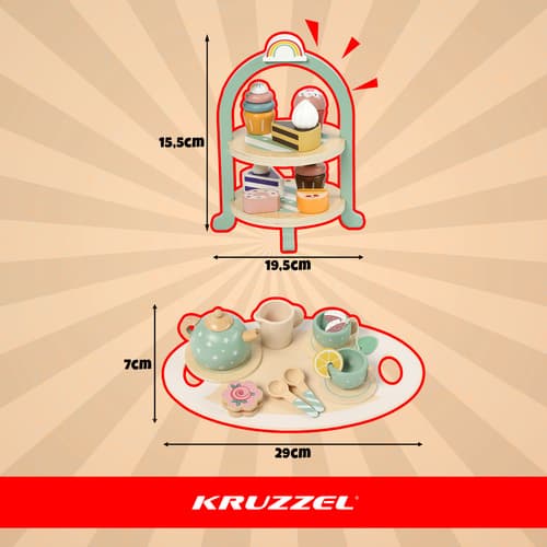 Leseni čajni set za otroke s patero KRUZZEL 2
