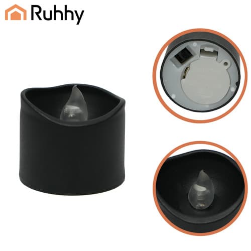 LED sveče RUHHY - Črna, 12 kosov, 3,6cm 6