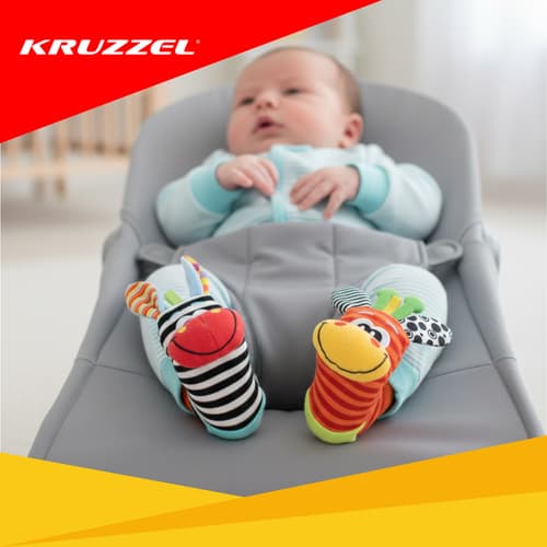 KRUZZEL set 4 plišastih igračk za dojenčke - opaski in nogavičke 5