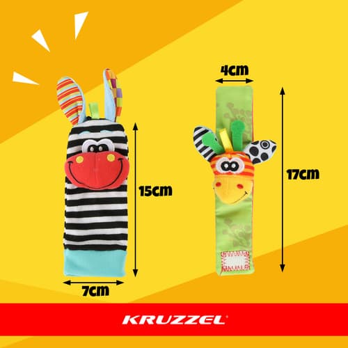 KRUZZEL set 4 plišastih igračk za dojenčke - opaski in nogavičke 3