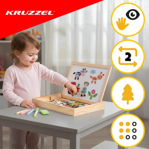 Kruzzel dvostranska izobraževalna tabla z magneti in pisavo 7