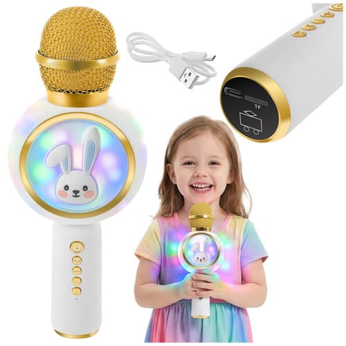 Otroški karaoke mikrofon IZOXIS, brezžični, roza, z RGB lučkami