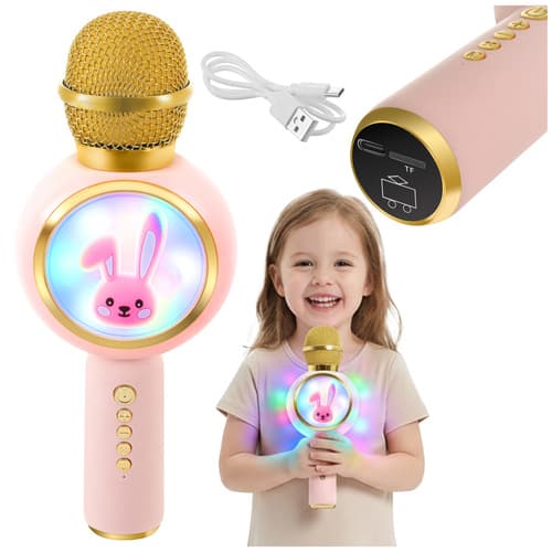 Otroški karaoke mikrofon IZOXIS, brezžični, bela, z RGB lučkami