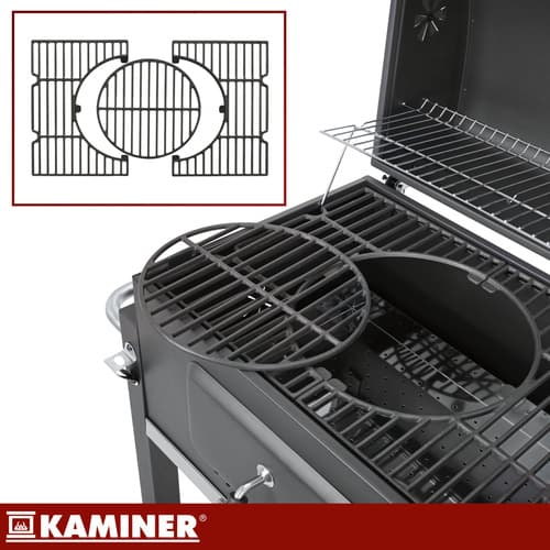Kaminer vrtni žar, litoželezna rešetka, termometer, 116x55x110 cm 8