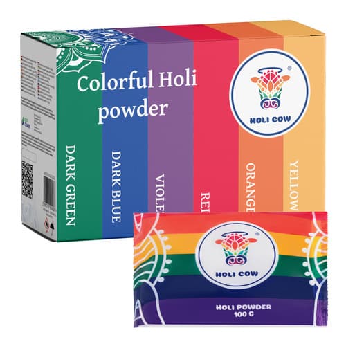 HOLI COW Barvni prah Holi Cow, set 6x100g 8