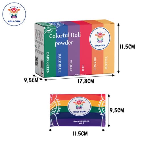 HOLI COW Barvni prah Holi Cow, set 6x100g 2