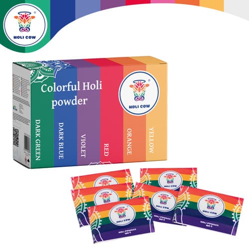 HOLI COW Barvni prah Holi Cow, set 6x100g 7