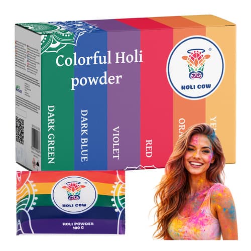 HOLI COW Barvni prah Holi Cow, set 6x100g