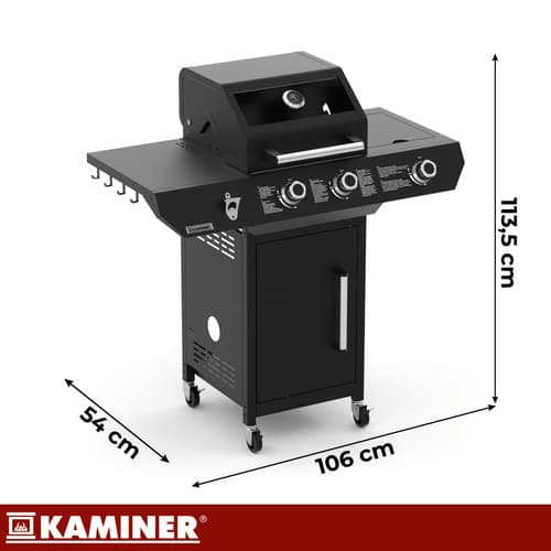 Plinski žar KAMINER Varen Black 3.0 z močjo 10kW 2