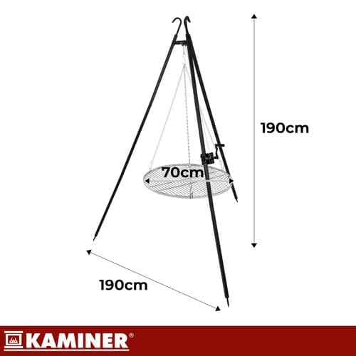 Vrtni žar na stojalu Kaminer, 190 cm, rešetka 70 cm 2