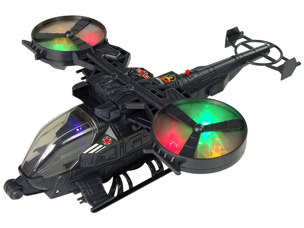 Vojaški helikopter z velikimi krili, luči, zvok 2