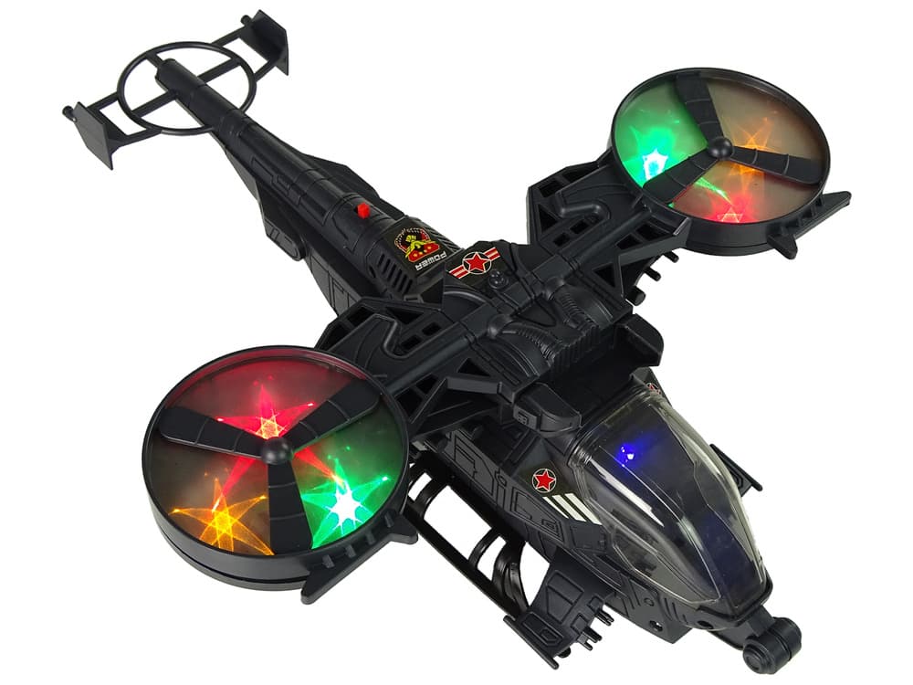 Vojaški helikopter z velikimi krili, luči, zvok 3
