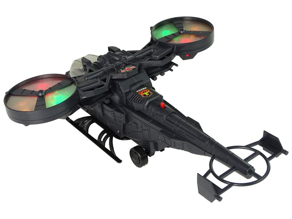 Vojaški helikopter z velikimi krili, luči, zvok 4