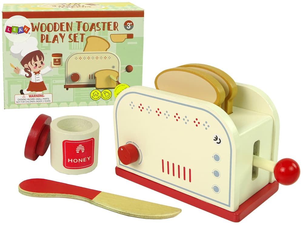Leseni toaster z dodatki za zajtrk